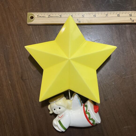 Christmas Music Pull Angel Star Wall Decor Hark The Harold Angels Sing 1984 Vtg - Picture 9 of 9